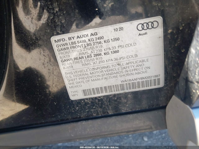 Aukcja sprzedaży 2021 Audi Q5 Premium Plus 45 Tfsi Quattro S Tronic, vin: WA1BAAFY8M2021997, numer aukcji: 45354130