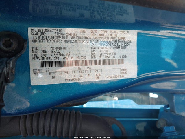 Ford FOCUS SE 2014 1FADP3F20EL141296 Image 9