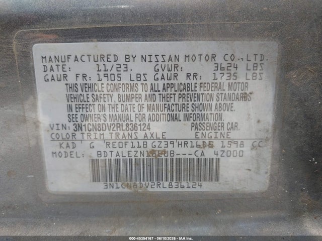 Nissan Versa 1.6 S 2024 3N1CN8DV2RL836124 Image 9
