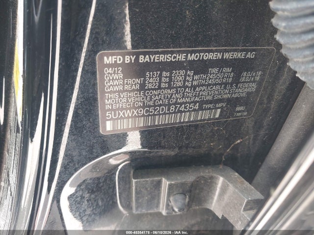 2013 Bmw X3 Xdrive28i მანქანა იყიდება აუქციონზე, vin: 5UXWX9C52DL874354, აუქციონის ნომერი: 45354178