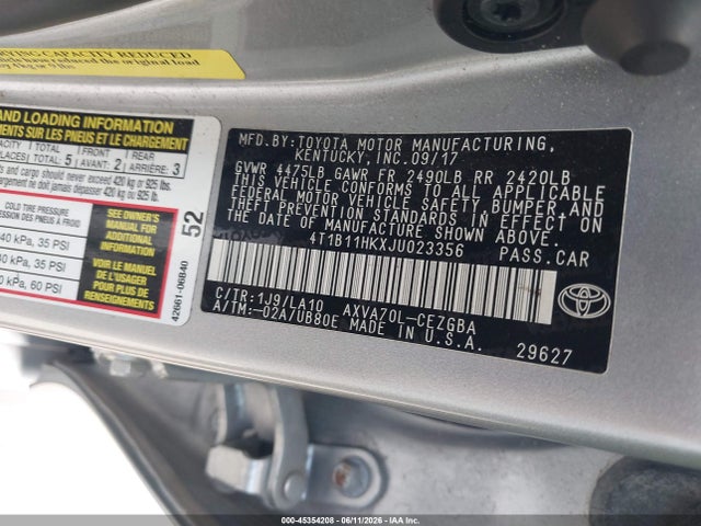4T1B11HKXJU023356 Toyota CAMRY XLE