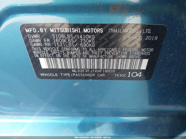 ML32F3FJ1KHF18976 Mitsubishi Mirage G4 Es