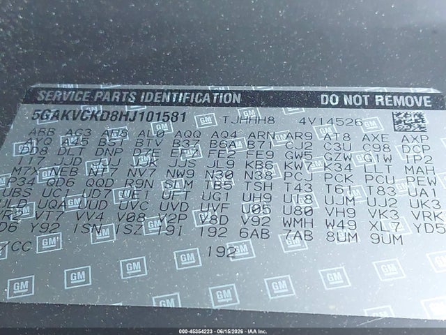 Продажа на аукционе авто 2017 Buick Enclave Premium, vin: 5GAKVCKD8HJ101581, номер лота: 45354223