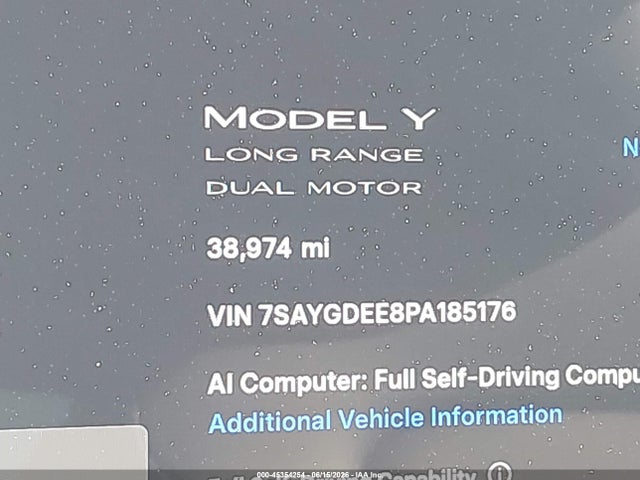 Aukcja sprzedaży 2023 Tesla Model Y Awd/long Range Dual Motor All-wheel Drive, vin: 7SAYGDEE8PA185176, numer aukcji: 45354254