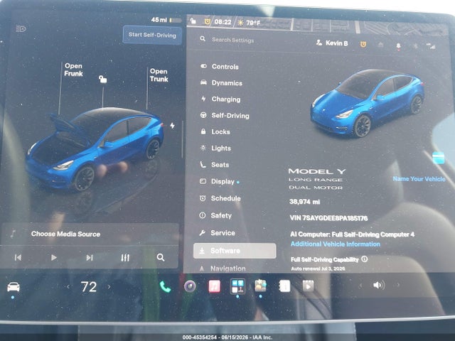 45354254 :رقم المزاد ، 7SAYGDEE8PA185176 vin ، 2023 Tesla Model Y Awd/long Range Dual Motor All-wheel Drive مزاد بيع