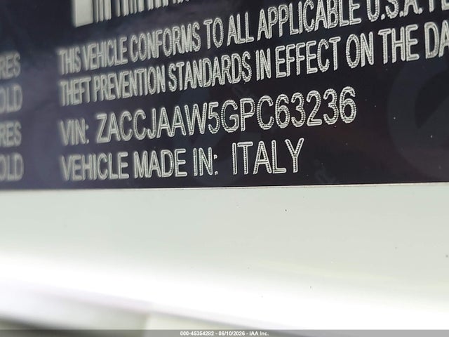 45354282 :رقم المزاد ، ZACCJAAW5GPC63236 vin ، 2016 Jeep Renegade Sport مزاد بيع