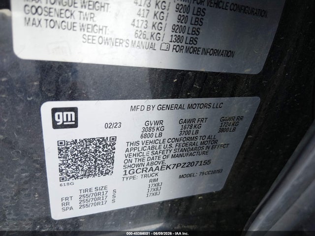 1GCRAAEK7PZ207155 Chevrolet Silverado 1500 2wd Standard Bed Wt