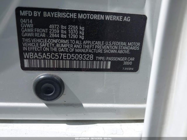 Aukcja sprzedaży 2014 Bmw 528i, vin: WBA5A5C57ED509328, numer aukcji: 45354326