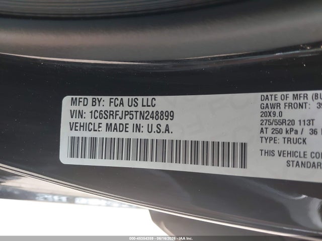 Продаж на аукціоні авто 2026 Ram 1500 Laramie  4x4 5'7 Box, vin: 1C6SRFJP5TN248899, номер лоту: 45354359