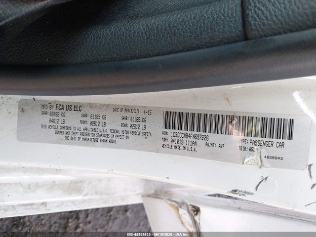 Aukcja sprzedaży 2015 Chrysler 200 Limited, vin: 1C3CCCAB4FN697226, numer aukcji: 45354433