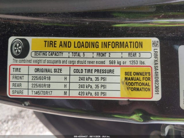 45354437 :رقم المزاد ، LRBFXASA4HD023091 vin ، 2017 Buick Envision Preferred مزاد بيع