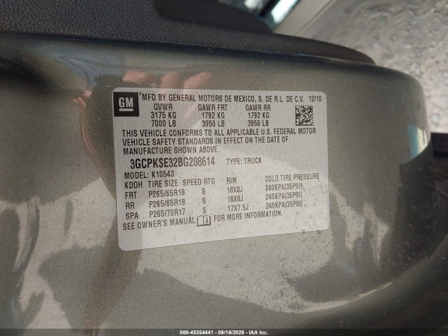 Продаж на аукціоні авто 2011 Chevrolet Silverado 1500 Lt, vin: 3GCPKSE32BG208614, номер лоту: 45354441