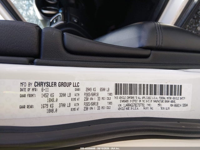 45354449 :رقم المزاد ، 1J4RR4GG7BC737781 vin ، 2011 Jeep Grand Cherokee Laredo مزاد بيع