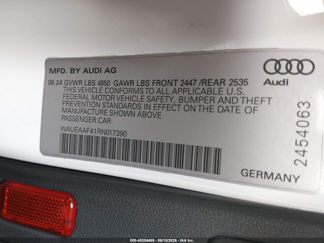 WAUEAAF41RN017390 Audi A4 Premium Plus 45 Tfsi S Line Quattro S Tronic