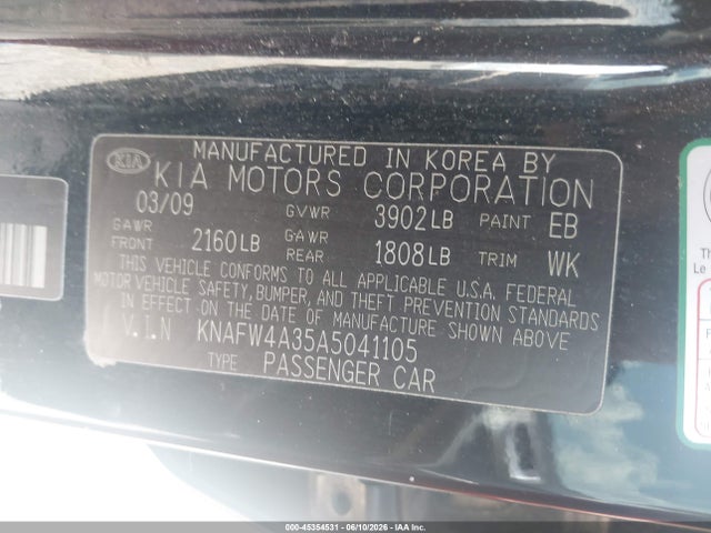 Продаж на аукціоні авто 2010 Kia Forte Sx, vin: KNAFW4A35A5041105, номер лоту: 45354531