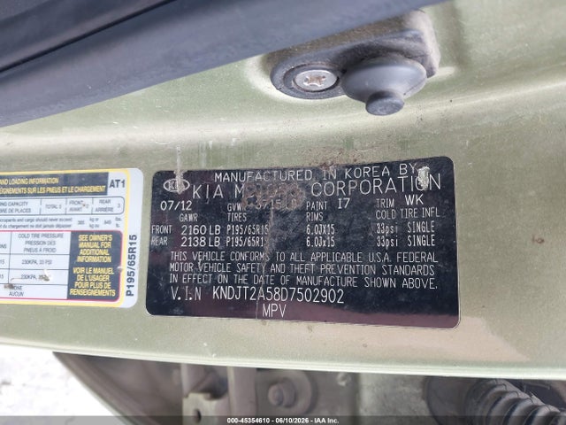 Продажа на аукционе авто 2013 Kia Soul, vin: KNDJT2A58D7502902, номер лота: 45354610
