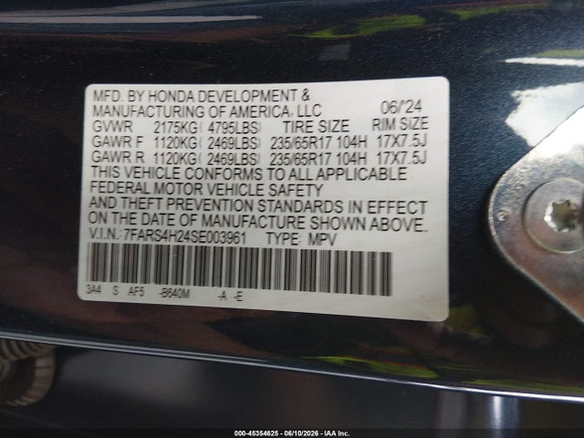 2025 Honda Cr-v Lx Awd მანქანა იყიდება აუქციონზე, vin: 7FARS4H24SE003961, აუქციონის ნომერი: 45354625