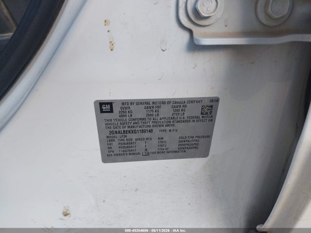 Aukcja sprzedaży 2016 Chevrolet Equinox Ls, vin: 2GNALBEKXG1189148, numer aukcji: 45354686