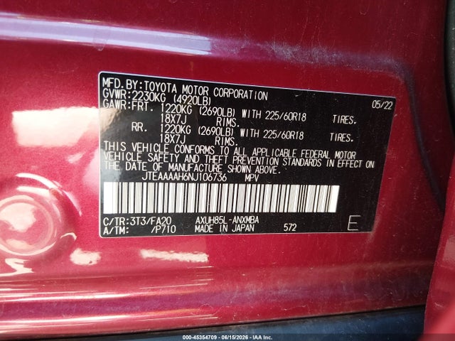Toyota VENZA LE 2022 JTEAAAAH6NJ106736 Image 9