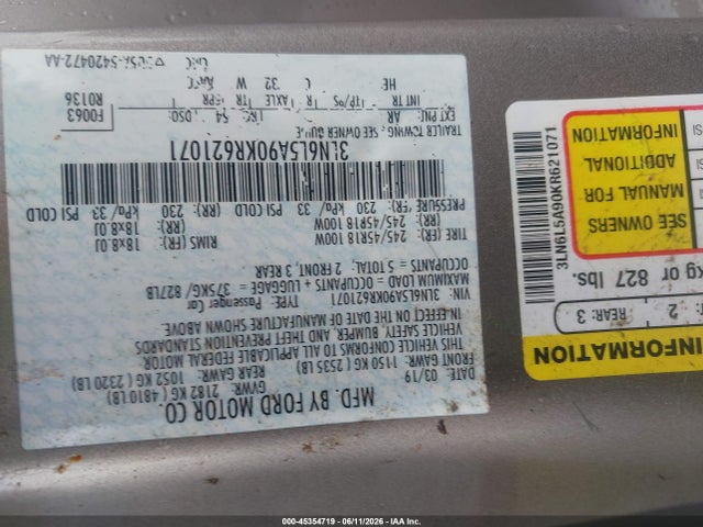Lincoln Mkz Standard 2019 3LN6L5A90KR621071 Image 9