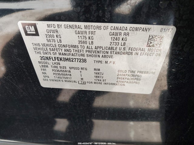 Chevrolet EQUINOX LT 2017 2GNFLFEK0H6277238 Image 9