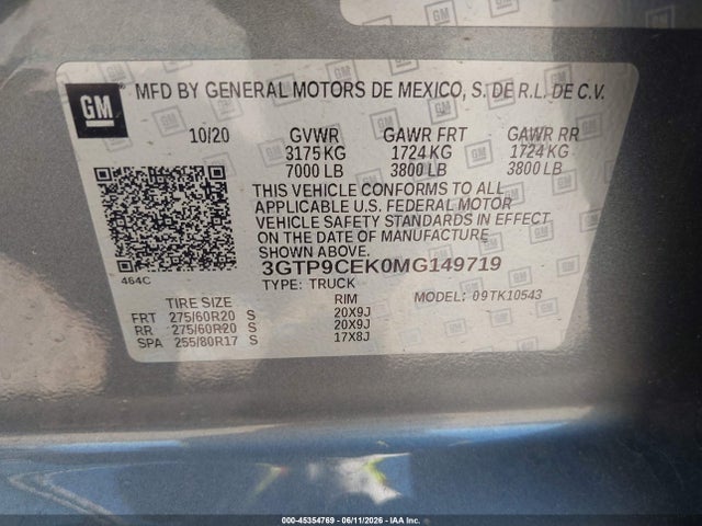 GMC Sierra 1500 4wd Short Box Elevation 2021 3GTP9CEK0MG149719 Image 9