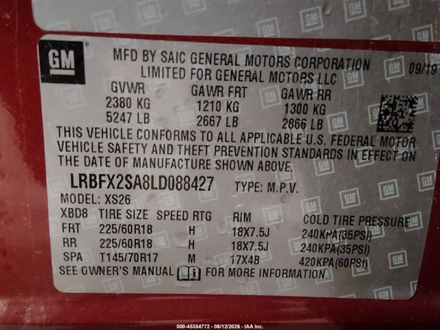 Продажа на аукционе авто 2020 Buick Envision Awd Essence, vin: LRBFX2SA8LD088427, номер лота: 45354772