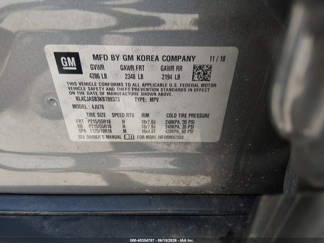 Продажа на аукционе авто 2019 Buick Encore Fwd Preferred, vin: KL4CJASB3KB789373, номер лота: 45354787