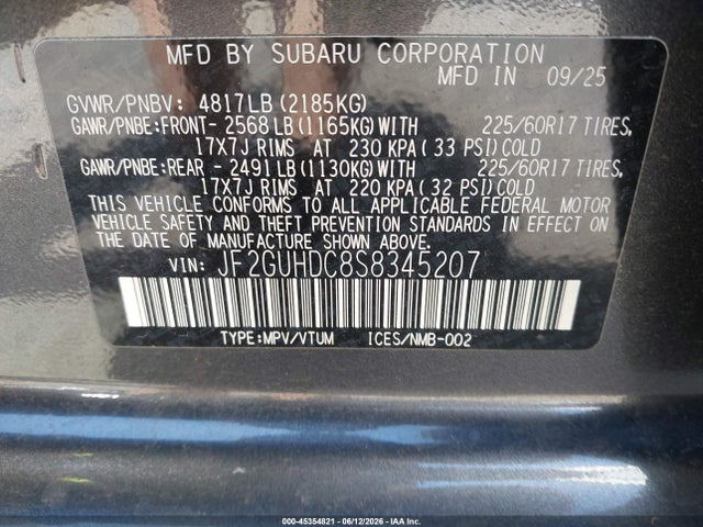 Subaru Crosstrek Premium 2025 JF2GUHDC8S8345207 Image 9