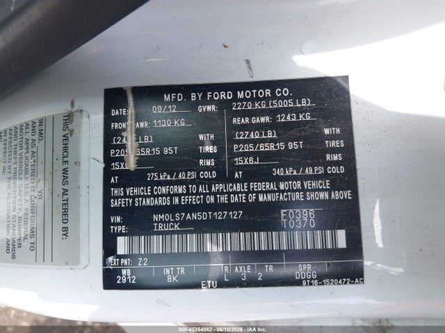 Auction sale of the 2013 Ford Transit Connect Xl, vin: NM0LS7AN5DT127127, lot number: 45354862