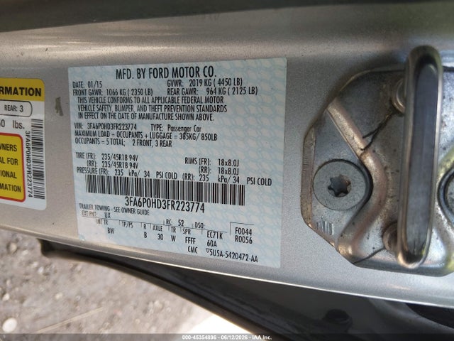 3FA6P0HD3FR223774 Ford FUSION SE