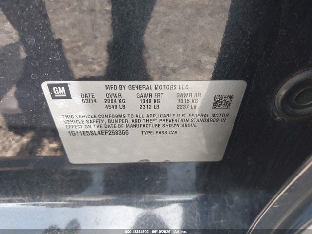 Продаж на аукціоні авто 2014 Chevrolet Malibu 2lt, vin: 1G11E5SL4EF258366, номер лоту: 45354903