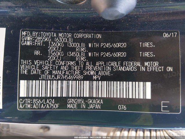 Toyota 4runner Limited 2017 JTEBU5JR7H5469989 Image 9