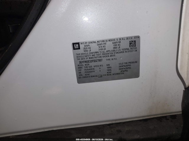 Продажа на аукционе авто 2015 Cadillac Srx Luxury Collection, vin: 3GYFNEE32FS527867, номер лота: 45354909