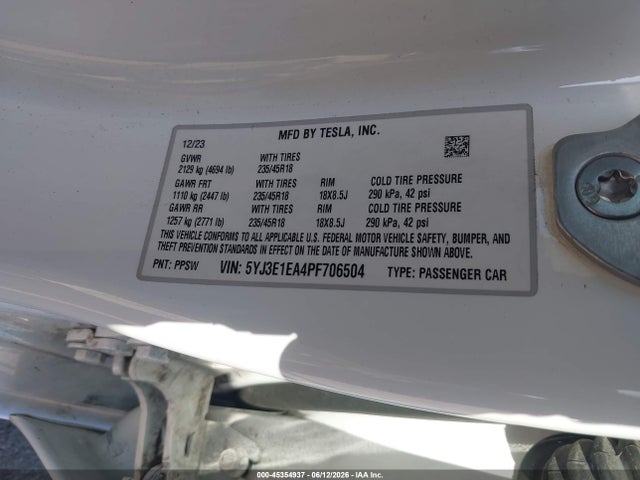 Tesla Model 3 Rear-wheel Drive 2023 5YJ3E1EA4PF706504 Image 9