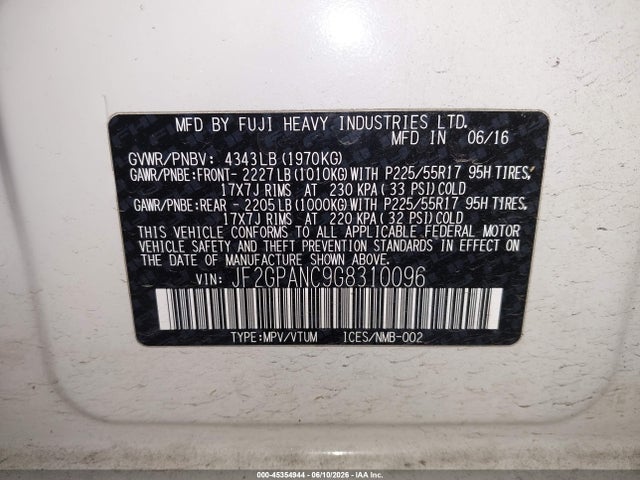 JF2GPANC9G8310096 Subaru Crosstrek 2.0i Limited