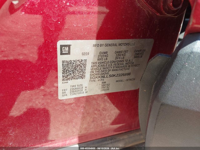 GMC Acadia Sle-2 2019 1GKKNLLS0KZ226888 Image 9