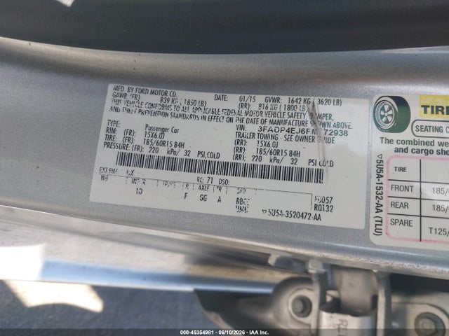 Ford FIESTA SE 2015 3FADP4EJ6FM172938 Image 9