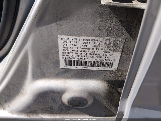 Продаж на аукціоні авто 2011 Honda Fit, vin: JHMGE8H36BC028592, номер лоту: 45354994