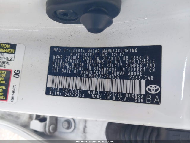 Toyota COROLLA LE 2018 5YFBURHE0JP789386 Image 9