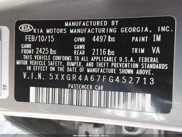 KIA Optima Sxl Turbo 2015 5XXGR4A67FG452713 Image 9