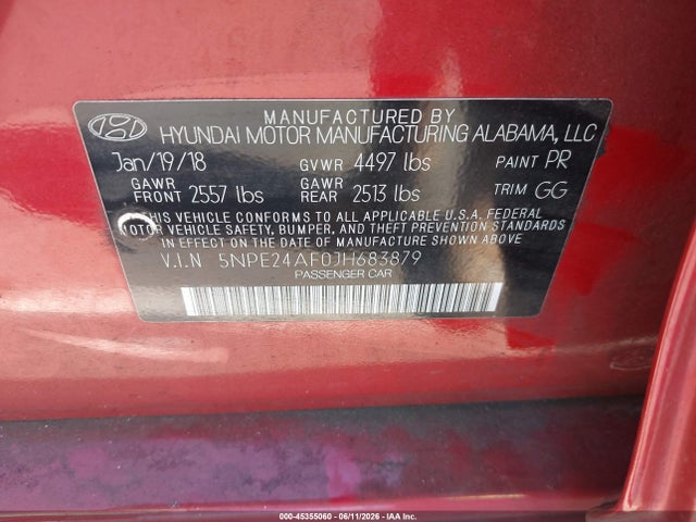 Hyundai SONATA SE 2018 5NPE24AF0JH683879 Image 9