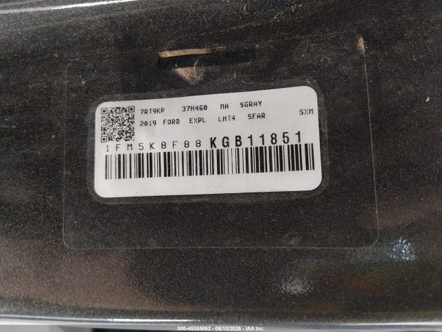 1FM5K8F88KGB11851 Ford Explorer Limited