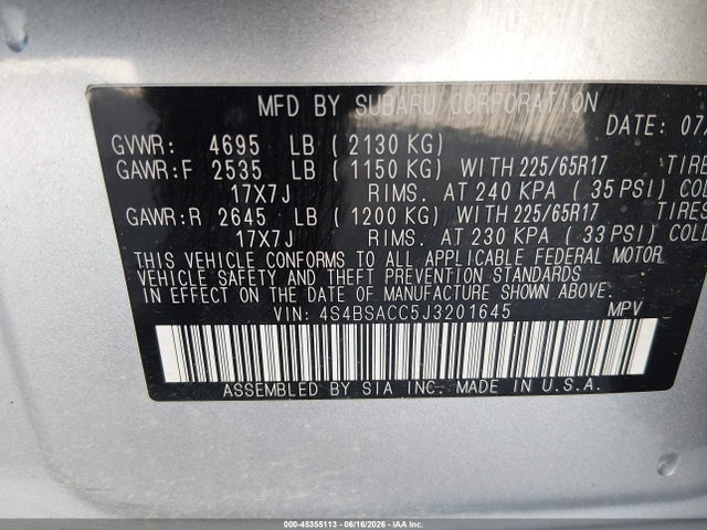 Subaru Outback 2.5i Premium 2018 4S4BSACC5J3201645 Image 9