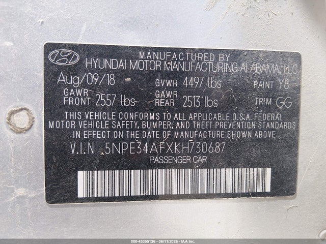 Hyundai Sonata Limited 2019 5NPE34AFXKH730687 Image 9