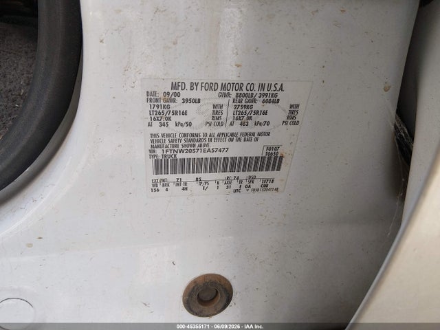 Продажа на аукционе авто 2001 Ford F-250, vin: 1FTNW20S71EA57477, номер лота: 45355171
