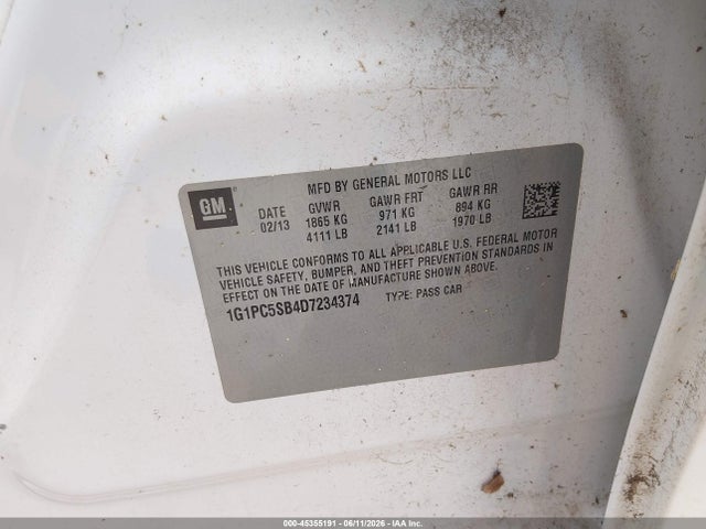 Продаж на аукціоні авто 2013 Chevrolet Cruze 1lt Auto, vin: 1G1PC5SB4D7234374, номер лоту: 45355191