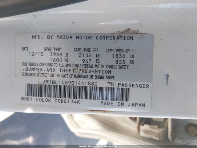 Aukcja sprzedaży 2011 Mazda Mazda3 I Sport, vin: JM1BL1UG9B1441880, numer aukcji: 45355245