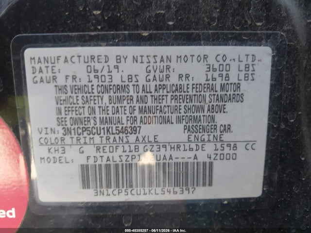 Nissan KICKS SV 2019 3N1CP5CU1KL546397 Image 9