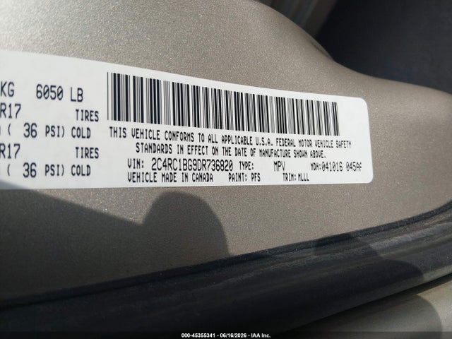 Aukcja sprzedaży 2013 Chrysler Town & Country Touring, vin: 2C4RC1BG9DR736820, numer aukcji: 45355341